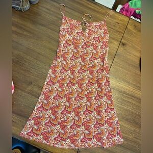 90s Y2K LOFT Red and Orange Paisley Sun Dress 2P Soft and Flowy